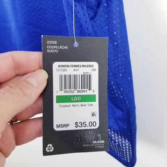 Women's Under Armour Blue Playback Retro Mesh Tank Top NWT size Large - Picture 6 of 10